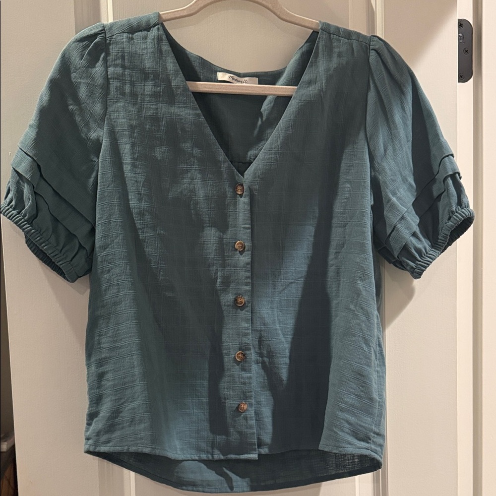 Madewell Women's Teal Button-Up Top